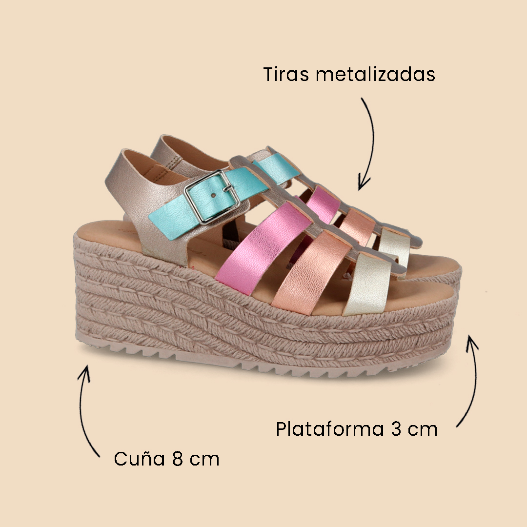 Zapatos de moda para 2024 Sandalia metalizada con plataforma Andares 844817