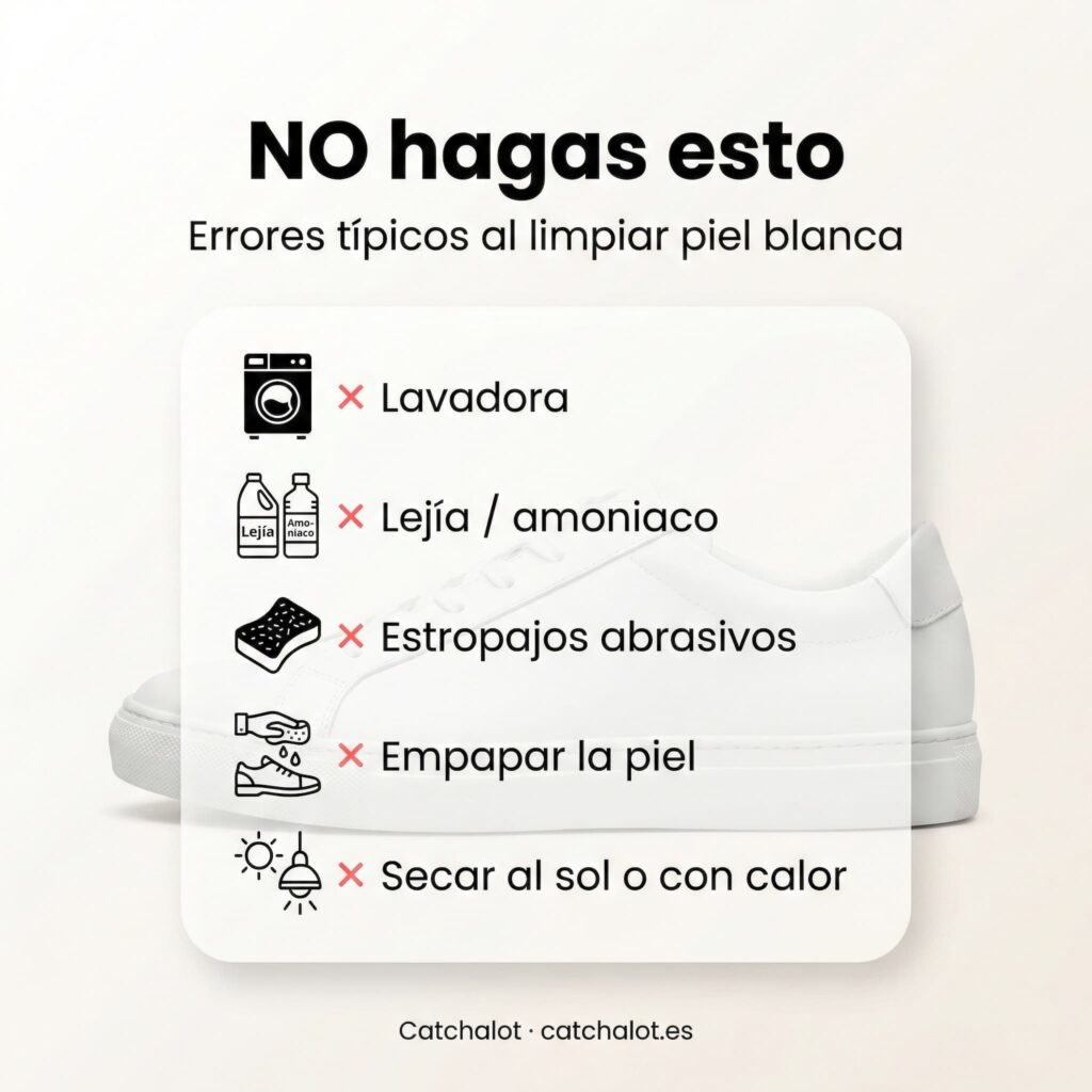 Qué evitar al limpiar zapatillas blancas de piel