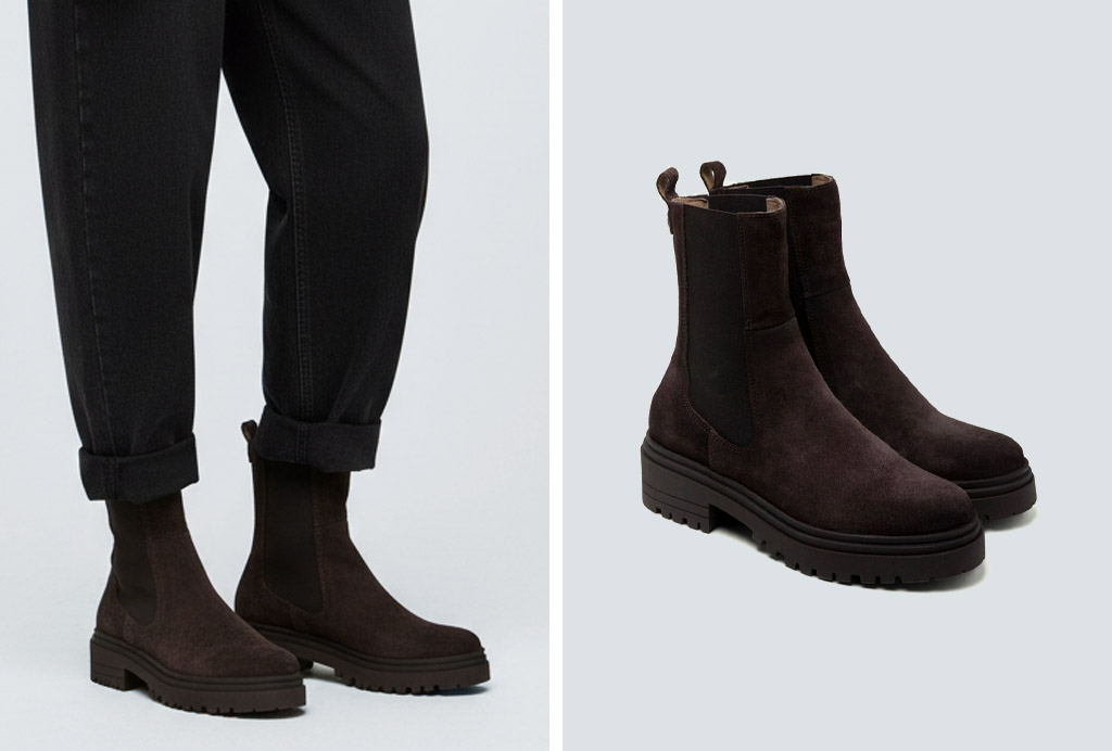 Botines chelsea de serraje Porronet Celeste 4724