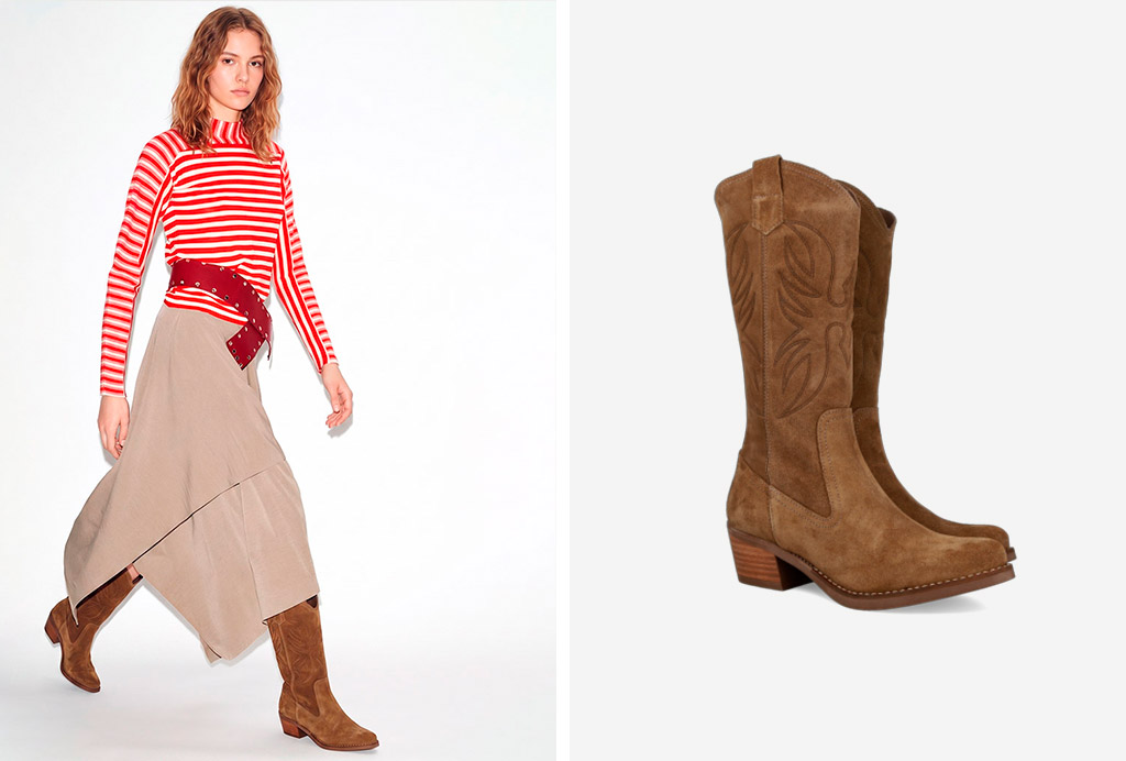 Botas cowboy de piel de serraje Patricia Miller 6950